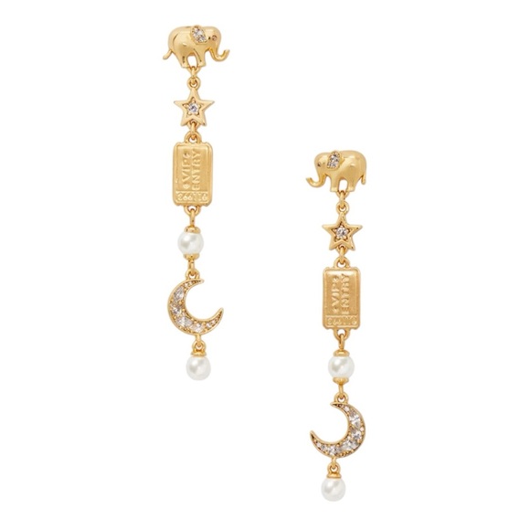 kate spade Jewelry - Kate Spade NWT Gold and Pearl Carnival Charm Linear Drop Earrings